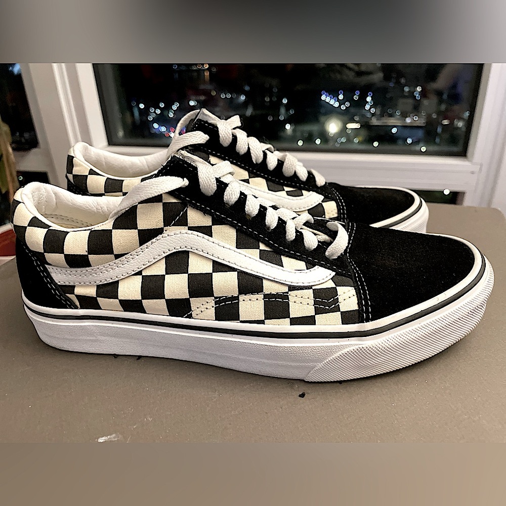 Vans Old Skool Trainers Primary Checkered Black/White Size 7